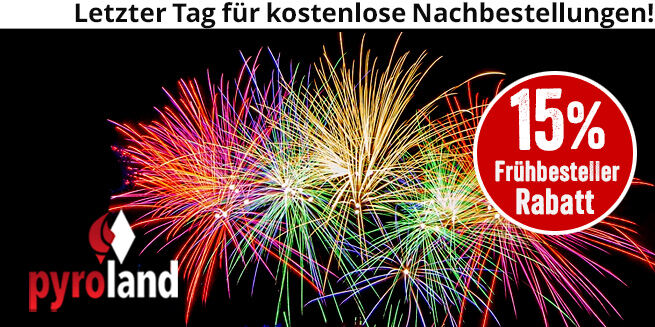 Kostenlos nachbestellen und Rabatte mitnehmen! - Kostenlose Silvester Feuerwerk Nachbestellung bei Pyroland